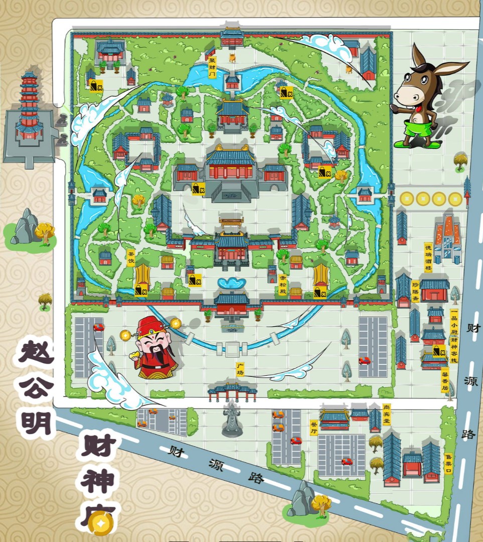 佛山寺庙类手绘地图